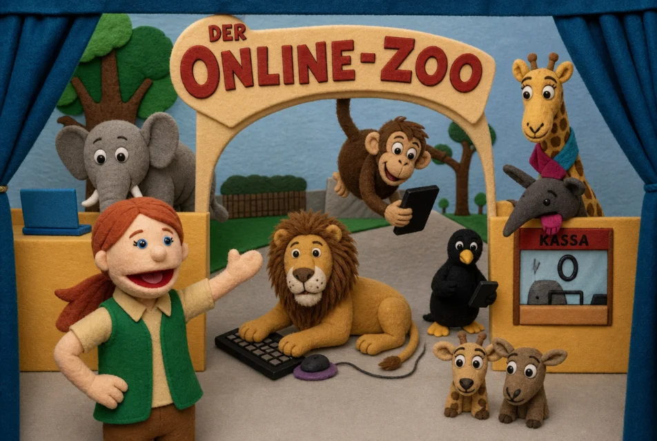 Szene aus dem Puppentheater Online-Zoo