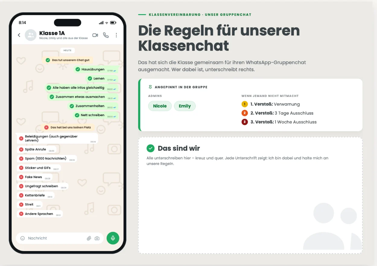 Editor mit Chat-Vorschau und fertigem Plakat